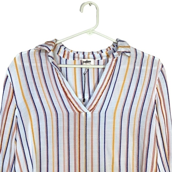 Dizzire 3/4 Sleeve Soft Multicolored Stripe Flowy V-Neck Blouse Size Small - Picture 4 of 14